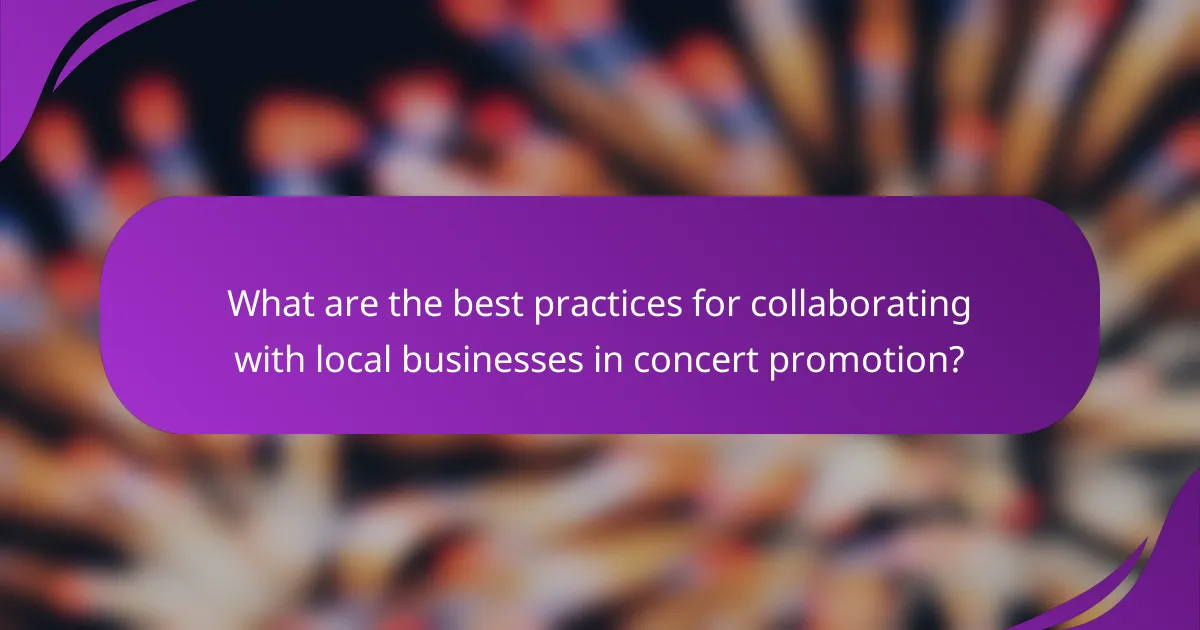What are the best practices for collaborating with local businesses in concert promotion?