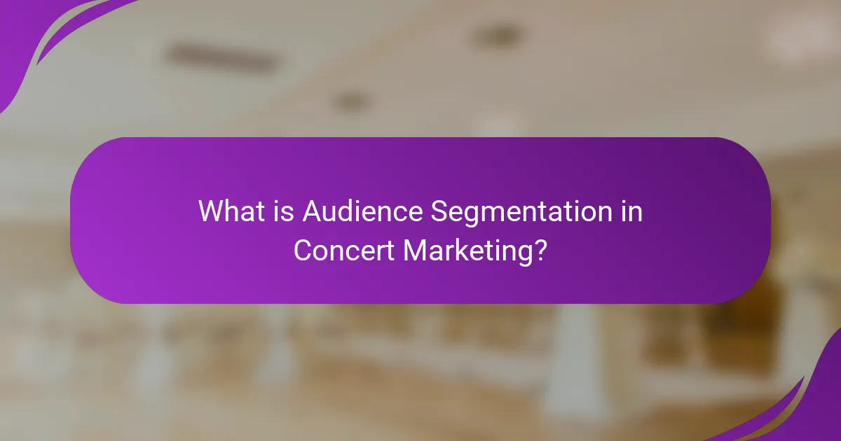 What is Audience Segmentation in Concert Marketing?