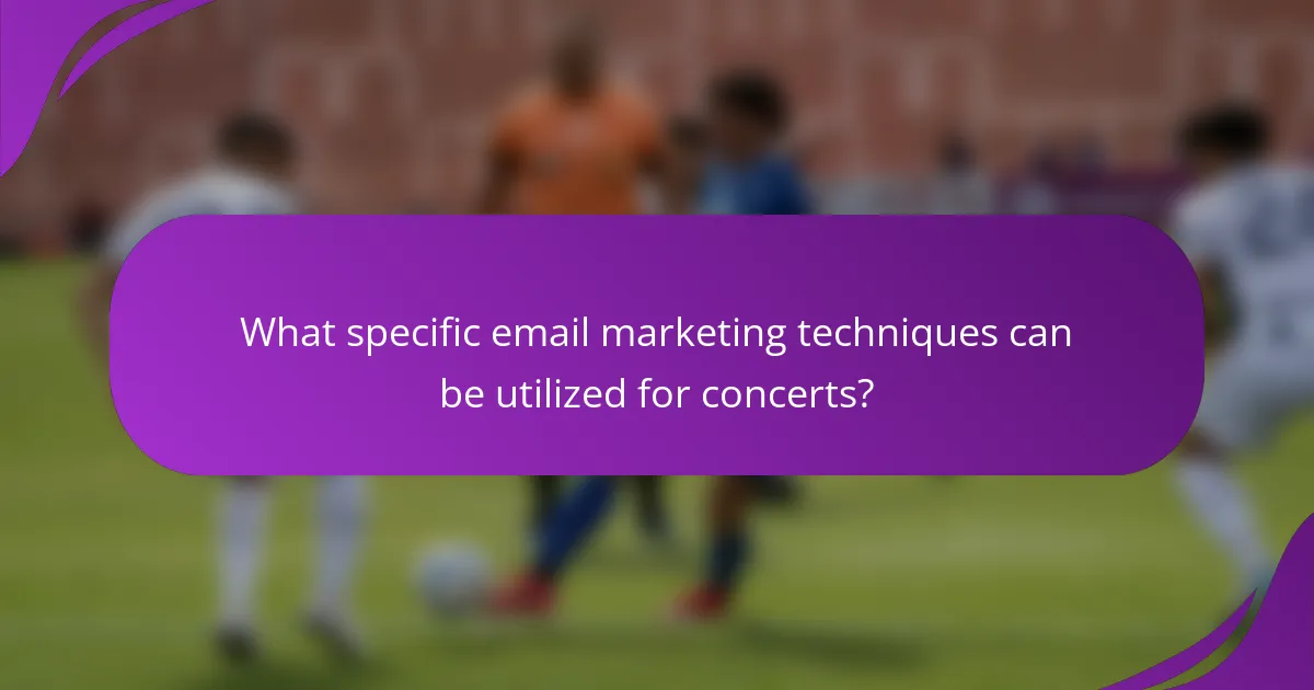 What specific email marketing techniques can be utilized for concerts?